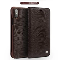 qialino business case for iphone xs lizard grid texture genuine leather card slot case for iphone x xs 10 5 8 coque fundas