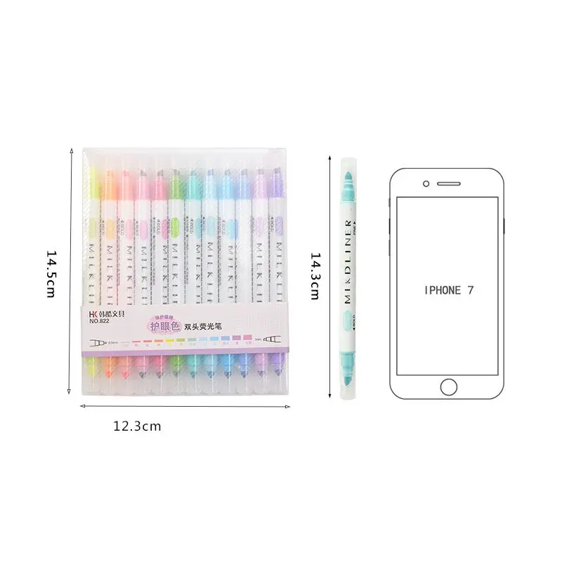 DINGYI 12 шт. Kawaii японские канцелярские Milkliner маркеры двуглавый флуоресцентная ручка пастельные цветные Хайлайтер для школы