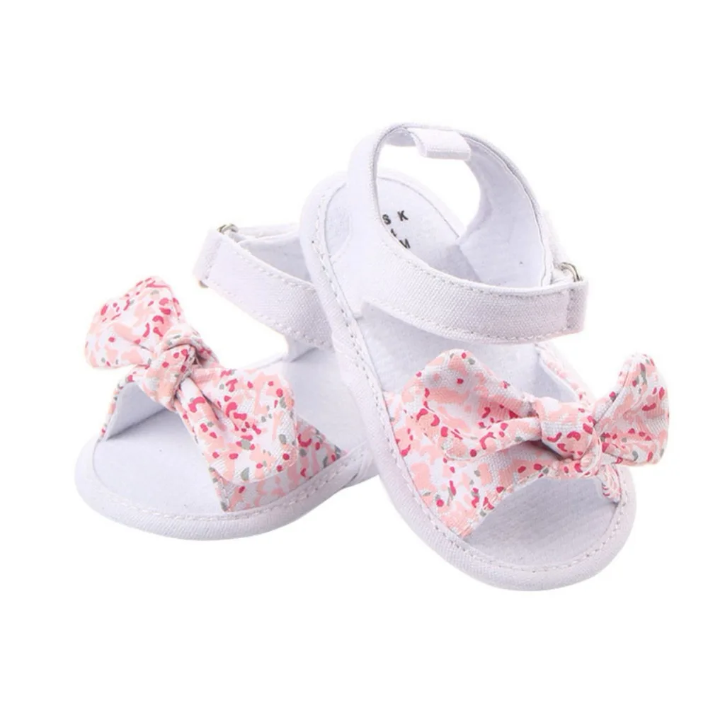 

2019 Toddler Newborn Baby Crib Shoes Bow Embroidery Princess Baby Soft Sole Anti-Slip Prewalker For Baby Girls