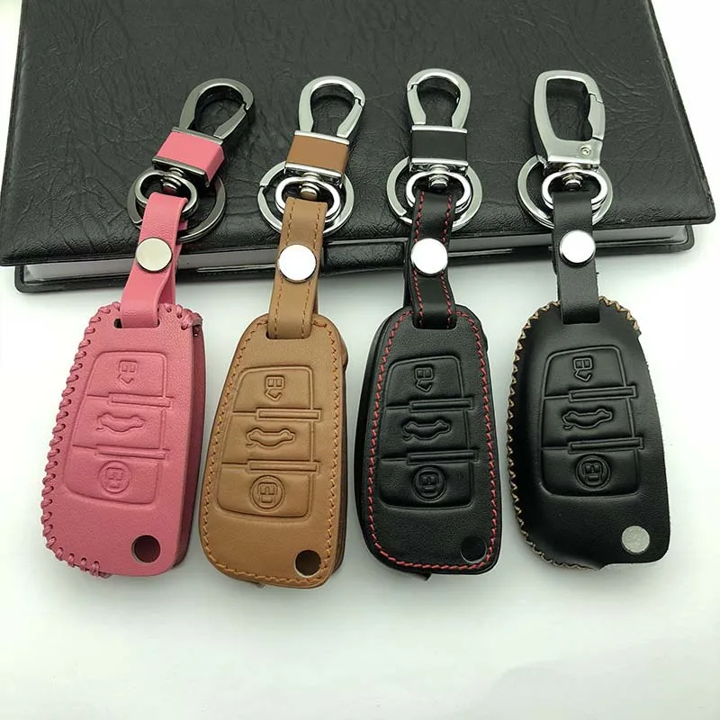 

Hot sale super quality 100% Leather Key Cover Case for Audi Q3 Q5 Sline A3 A5 A6 C5 A4 B6 B7 B8 TT 80 S6 C6 Auto Accessories
