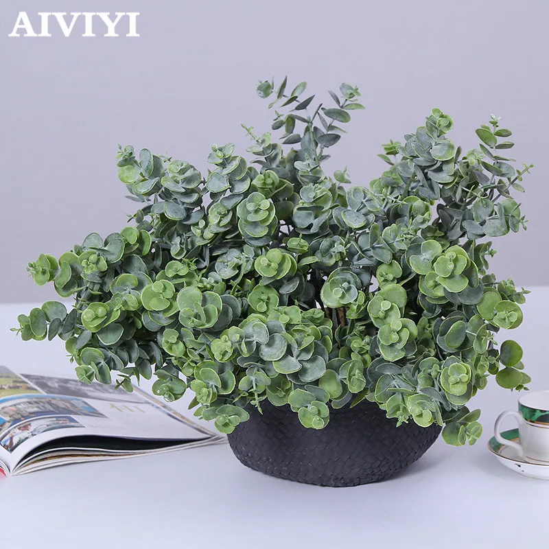 

Artificial 7 head plant plastic Artificial plants wall simulation eucalyptus leaves bouquet home garden table decor leaf Ivy