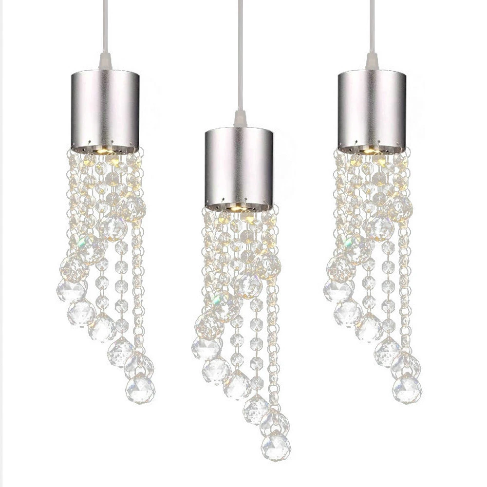 MAMEI Free Shipping Modern Crystal Aluminum Pendant Lamp 3 Light Island Kitchen 110-240V Voltage | Освещение