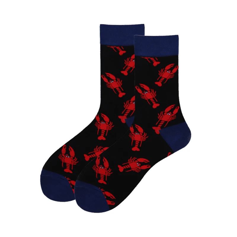 big Lobsters Новое поступление, фирменные трендовые Мужские Носки с рисунком животных, полосатые сетчатые дизайнерские Популярные носки для скейтборда в стиле хип-хоп, чёсаные длинные хлопковые носки для мужчин - Цвет: big Lobsters
