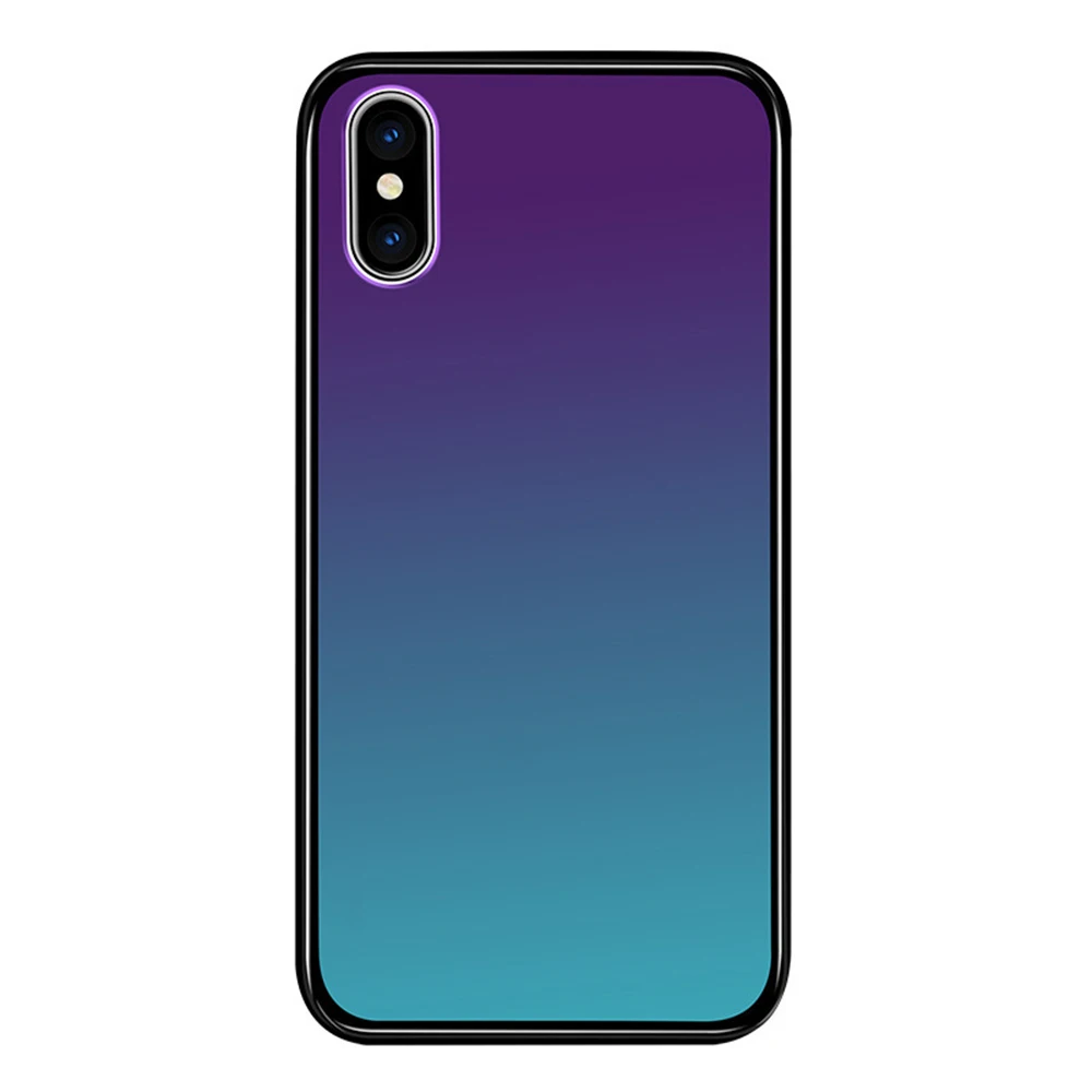 Option 3 Закаленное стекло чехол для iPhone 7 8 X XS XR 6 6 S плюс градиент Цвет Blue Ray Аврора кожи задняя крышка для iPhone XS Max XR чехол - Цвет: Option 3