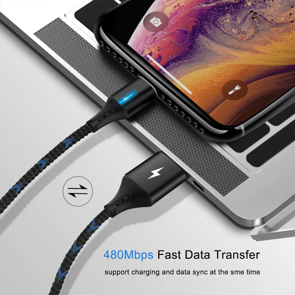 Двухсторонний Магнитный кабель A.S usb type C/Micro USB/Lighting для iPhone, samsung, huawei, OnePlus, Xiaomi, магнитный кабель для мобильного телефона