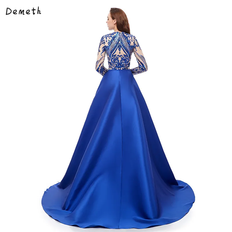 Зеленое вечернее платье с длинными рукавами со съемной юбкой большие размеры