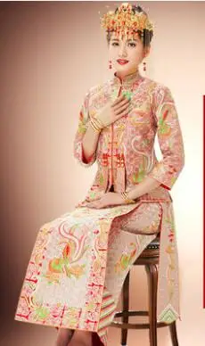 Дракон феникс китайская невеста cheongsam Гуандун кантон Юэ вышивка модное вечернее