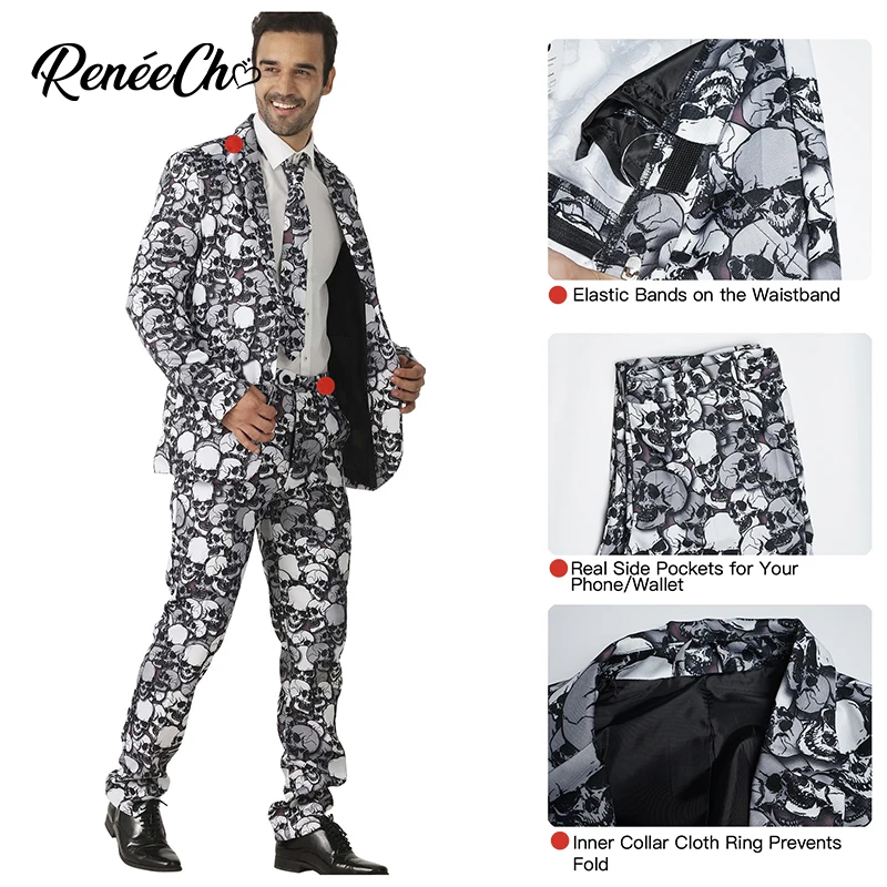 Crazy Suit костюм на хэллоуин для взрослых мужской скелет Skulleton участия в