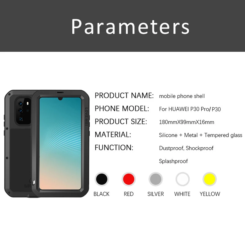 LOVEMEI мощный металлический водонепроницаемый чехол для huawei P30 Pro Чехол полная