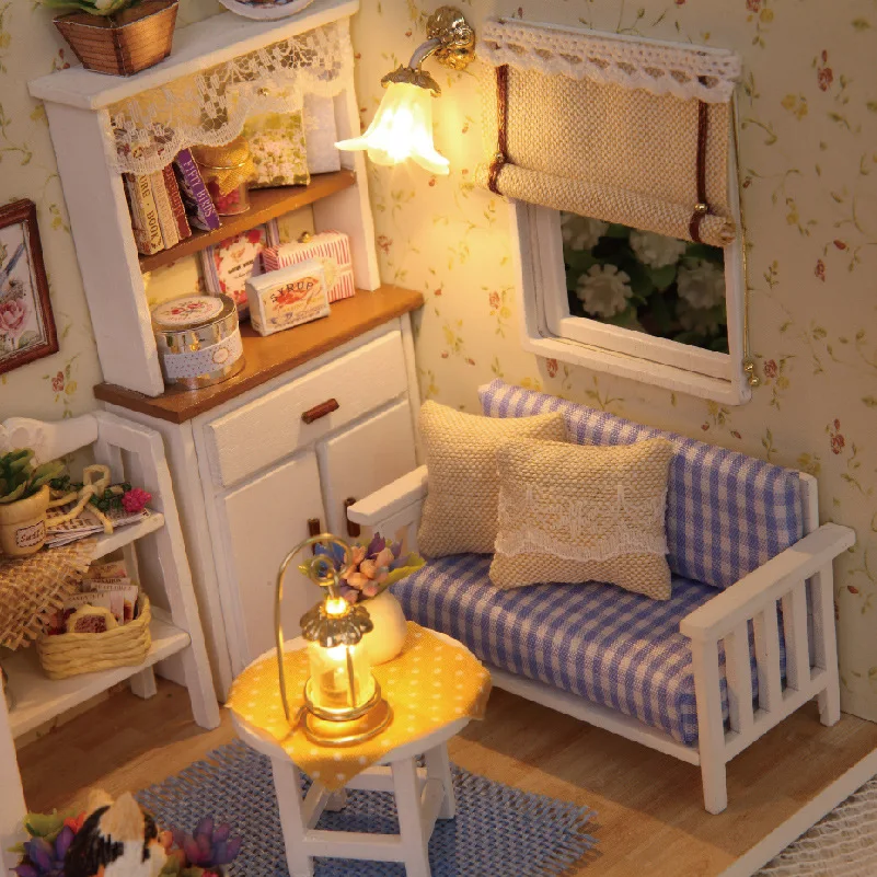 

DIY Adornment Lovely Cottage Mini Wooden Toy Room Furniture Toy Interactive Game Toys 009
