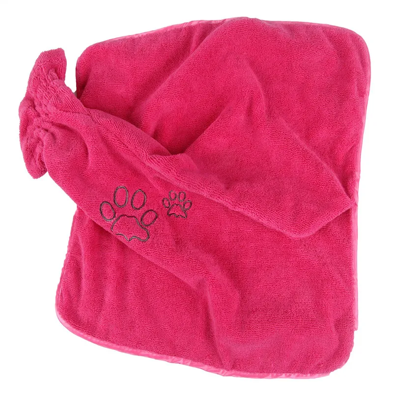 Банный халат для собак, теплая одежда для домашних животных, супер абсорбент, полотенце для сушки домашних животных, вышивка, лапа, кошка, капюшон, банное полотенце для домашних животных, уход за домашними животными, большой продукт