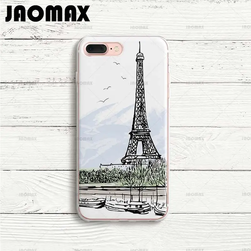 Чехол Jaoamx с Эйфелевой башней для iPhone 8 7 Plus Xs 6 6S 5 5S X прозрачный силиконовый мягкий