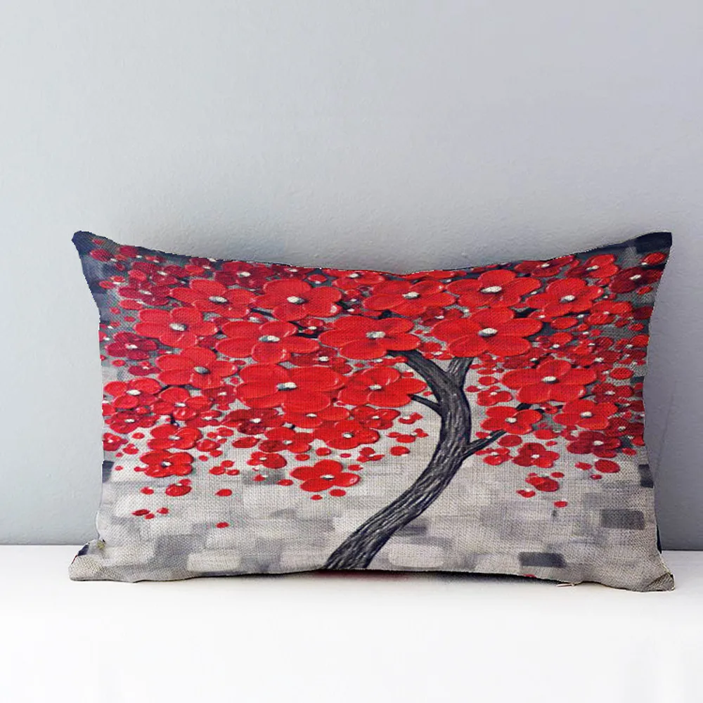 Прямоугольная наволочка из хлопка Винтажный чехол для подушки с 3D принтом дерева