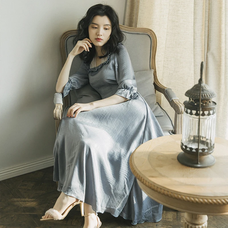 Оптовая продажа Викторианский Французский дворец ретро мягкое платье женское