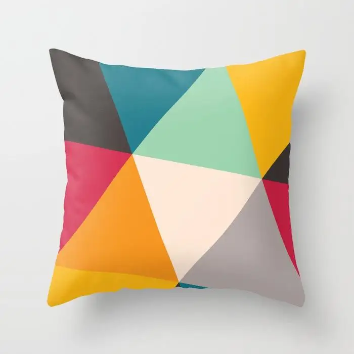 Colorful Geometry-07 Наволочка для подушки цвета радуги, Геометрическая, персиковая кожа, для автомобиля, дивана, гостиной, спальни, дома, декоративные наволочки 45x45 см - Цвет: Colorful Geometry-07