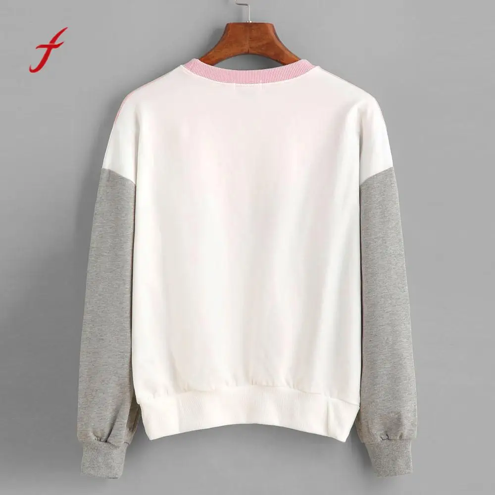 Women Plus Size Geometric Splice Patchwork Casual Sweatshirt Pullover Tops Female Girls O Neck Full Sleeve Spring Fall Clothes | Женская