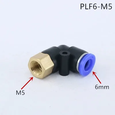 PLF6-M5 PLF Пневматический 4-12 мм OD внутренняя резьба M5'' 1/8 ''1/4'' 3/8 ''1/2'' пневматический Женский Локоть соединитель труб воздушный толчок в фитинг - Цвет: PLF6-M5