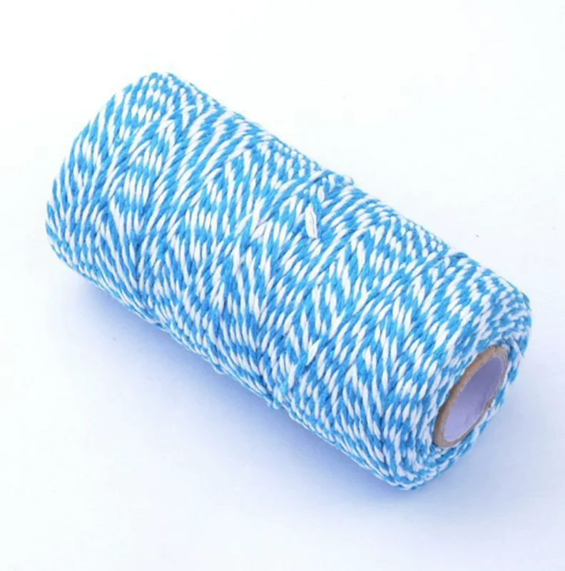 100 м/рулон DIY Красочные 2ply Пекари Шпагат Веревка хлопок шнуры веревка для Рождественский подарок ручной работы упаковка ремесленных проектов домашний декор