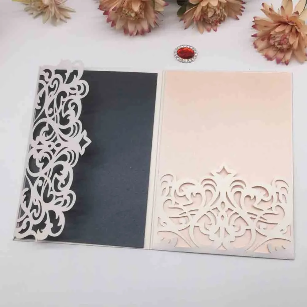 

40Pcs/Lot Delicate Laser Cut Wedding Invitations Birthday Party Invitations Business Invite Greeting Blessing RSVP Card