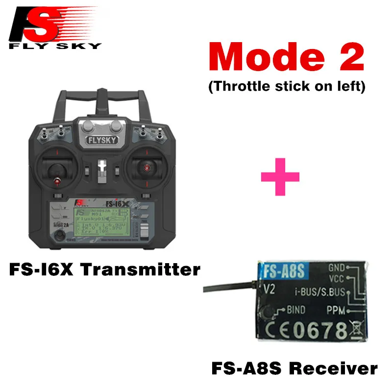 FS-i6X with A8S L Flysky FS-i6X 10CH 2,4 ГГц AFHDS 2A передатчика радиоуправляемой модели к компьютеру с FS-iA6B FS-iA10B FS-X6B FS-A8S приемник для RC Самолет режим 2 - Цвет: FS-i6X with A8S L