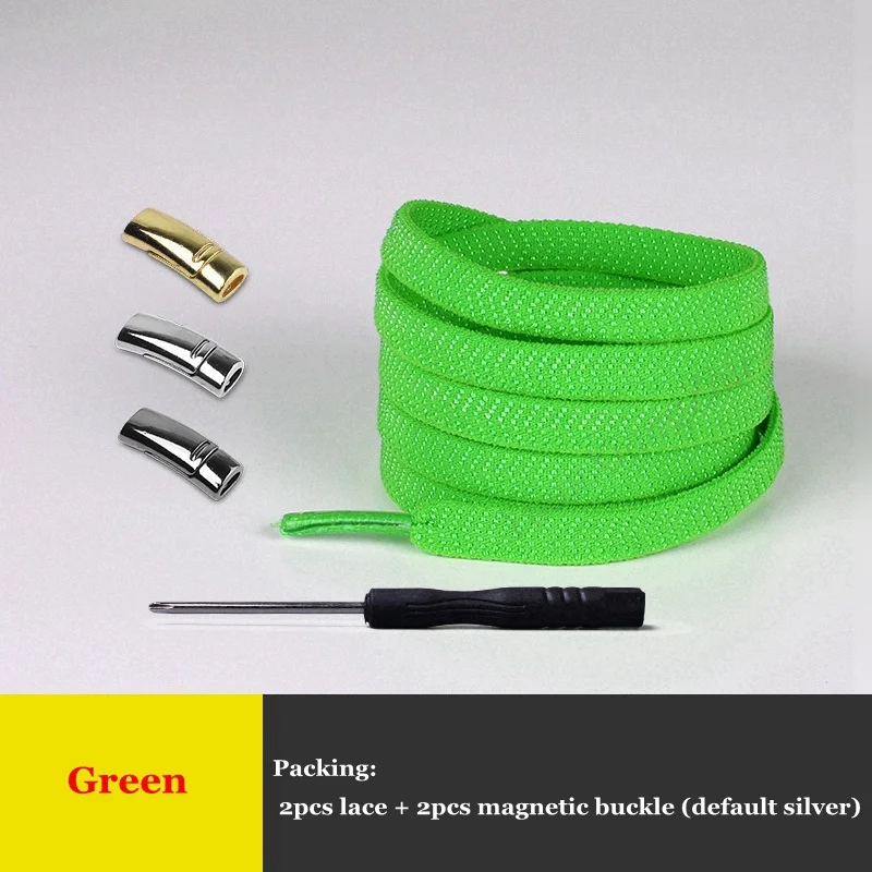 Green Новые эластичные магнитные фиксирующие шнурки креативные 1 секунда быстро не завязываются шнурки для обуви Детские Взрослые Унисекс Спортивные туфли со шнурками шнурки для обуви - Цвет: Green