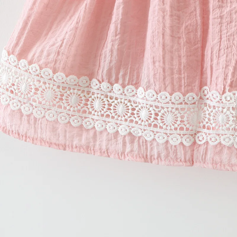 2018 new Sleeveless lace work Dress cartoon bay solid Baby Clothes o-neck Clothing Kids zipper casual Dresses for girls | Детская одежда