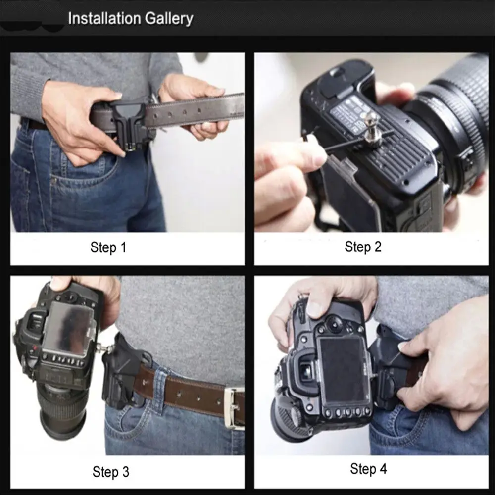 Металлический черный цвет Быстрая загрузка вешалка для кобуры Ремень DSLR камера поясной ремень пряжка Кнопка крепление клип цифровая камера видео сумка