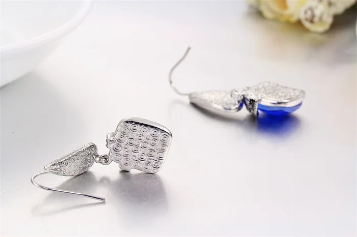 Кластер Черный Кристалл синий Стекло Висячие серьги для женщин девочек белый