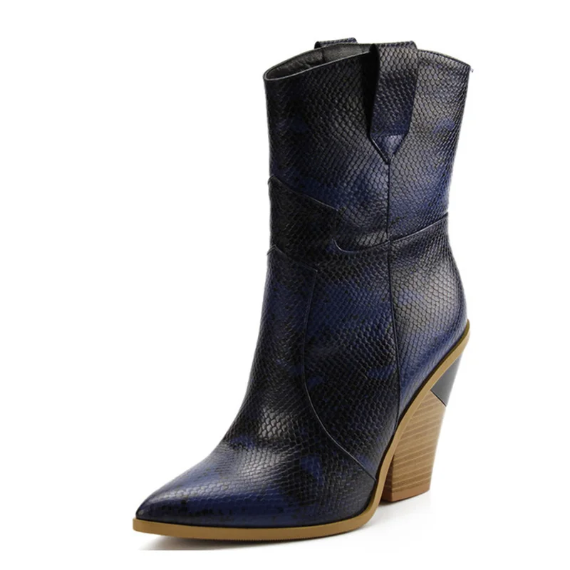 dark blue no fur KemeKiss/размер 33-46, новые женские ботильоны, брендовая осенне-зимняя обувь на высоком каблуке, женские полусапожки в стиле ретро, теплая женская обувь - Цвет: dark blue no fur