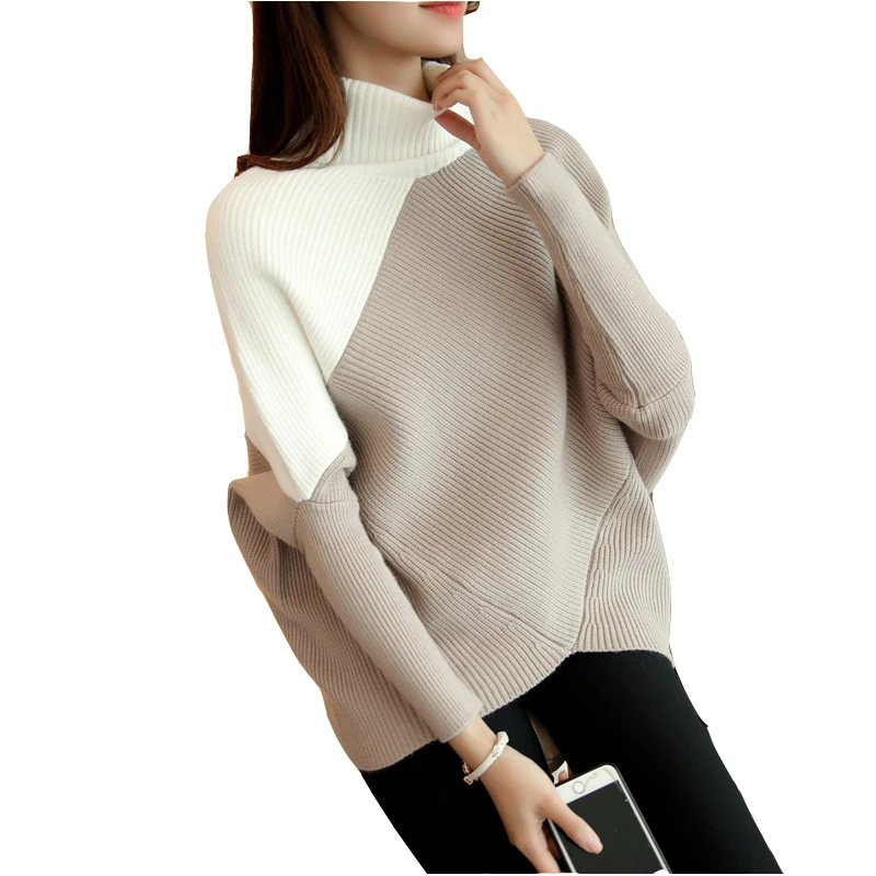 

Boutique Female winter sweater loose turtleneck sweater 2020 irregular Korean female backing sweater coat thick