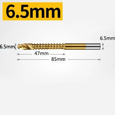 6.5mm Титановое покрытие, деревообрабатывающее сверло, плотницкое дерево, пластмассовое металлическое отверстие, пазовое сверло, режущее слотовое Пилообразное сверло - Цвет: 6.5mm
