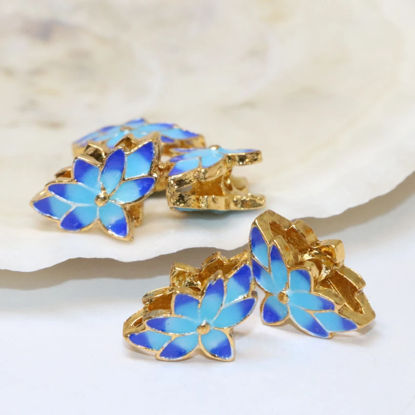 10*16 мм милые в форме цветка резные эмалевые синие перегородки спейсеры