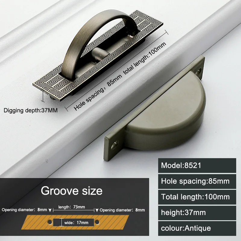 Green bronze-A Feng YE Tatami Скрытая ручка из сплава утопленные флеш поворотные ручки яркий хром Темный сочетающийся винт для двери мебельная фурнитура - Цвет: Green bronze-A