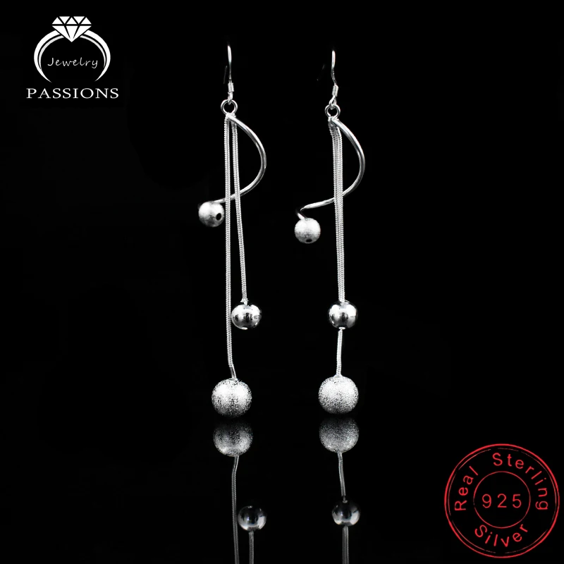 Silver Plated Горячая Распродажа, трендовые длинные висячие серьги с кисточками, 925 пробы, серебряные, польские, висячие серьги из бисера, новые модные женские длинные серьги, ювелирные изделия - Окраска металла: Silver Plated