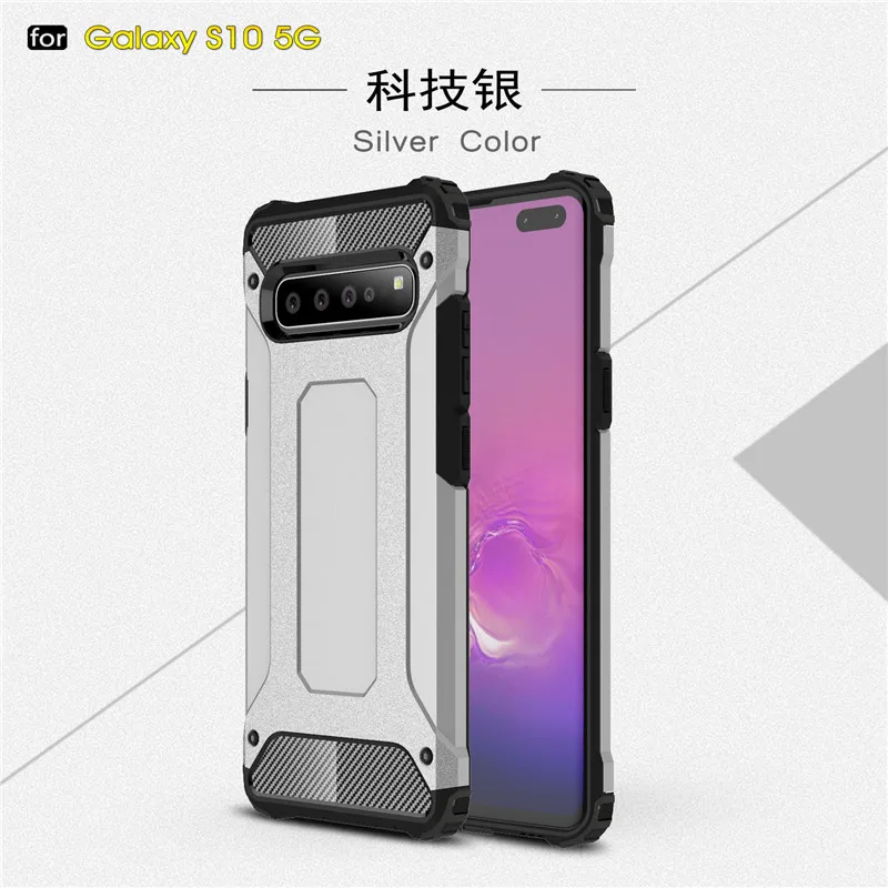 

Phone Case For Samsung S10 5G Cover Anti-knock Soft Silicone + Hard Plastic Case For Samsung Galaxy S10 5G Shockproof Funda 6.7"