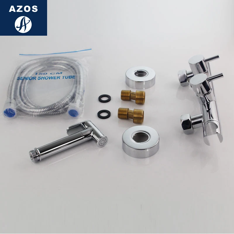 Azos биде кран под давлением разбрызгиватель головы латунь хром переключатель