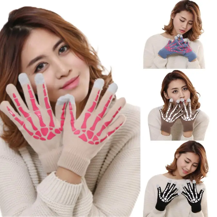 FeitongWomen шерсть Череп Коготь кости флип держать теплые перчатки guantes mujer gants homme # A25 |