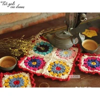 handmade crochet table placemats square colors flowers cup mats teapot pads hotel dining room decoration for wedding gift 18pcs