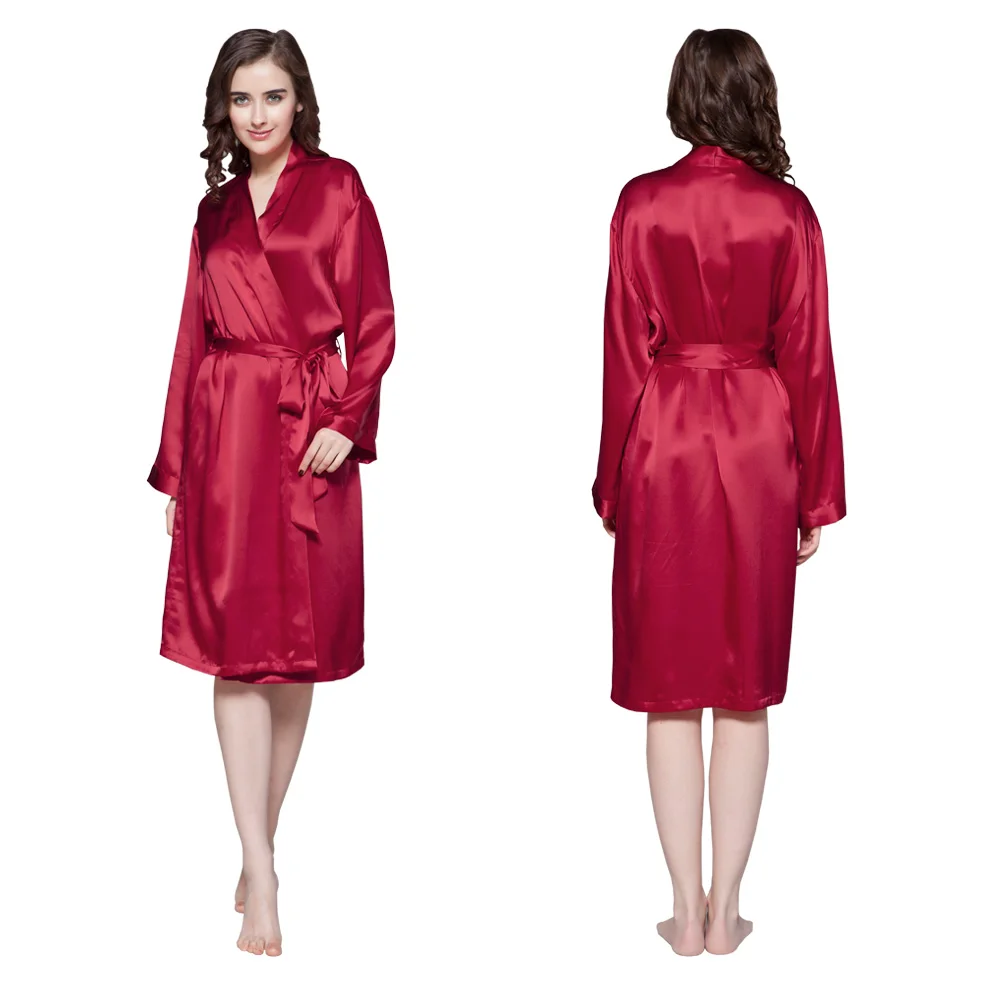 Claret Lilysilk халат женский домашняя одежда для женщин шелковый атласные классические средней длины 22 momme - Цвет: Claret