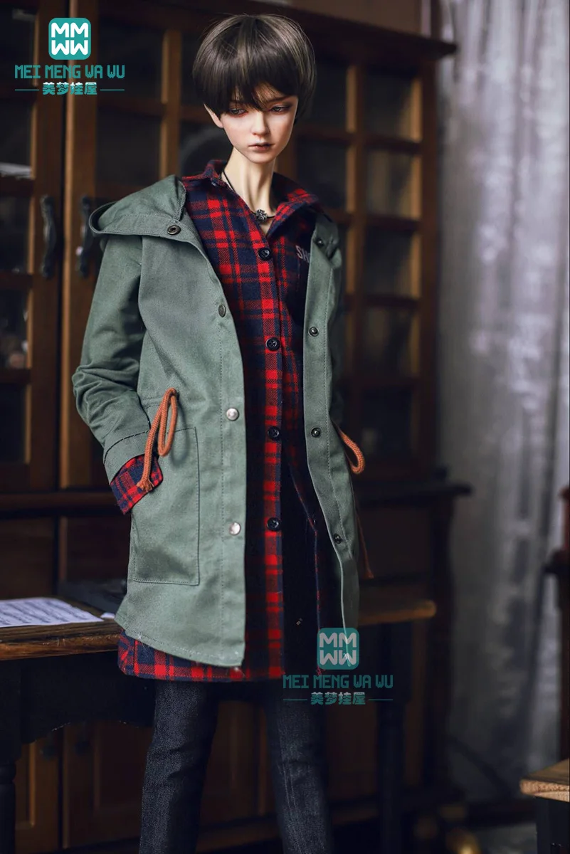 

Doll clothes fits 70cm--80cm BJD uncle fashion wild jeans black plaid fashion wild shirt jacket