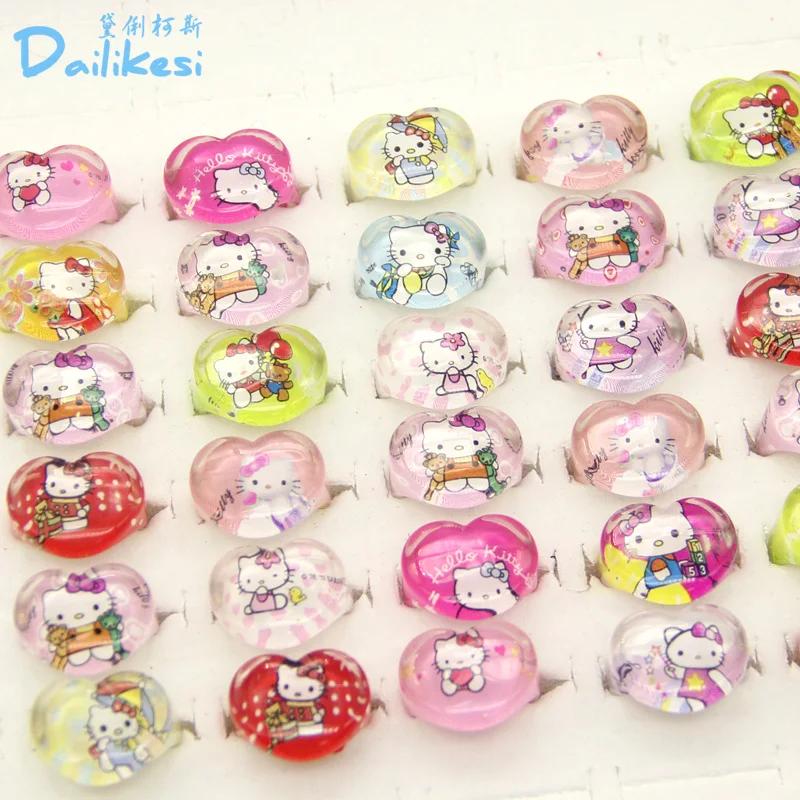 10 шт. Ювелирное кольцо оптом много анимация мультфильм детей Hello Kitty KT кошка
