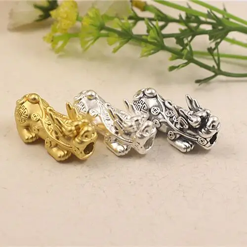 3D 999 серебряные бусины Fengshui Pixiu, винтажное чистое серебро, на удачу, ювелирные аксессуары в виде бусин, сделай сам, браслет, бусы, счастливый зверь