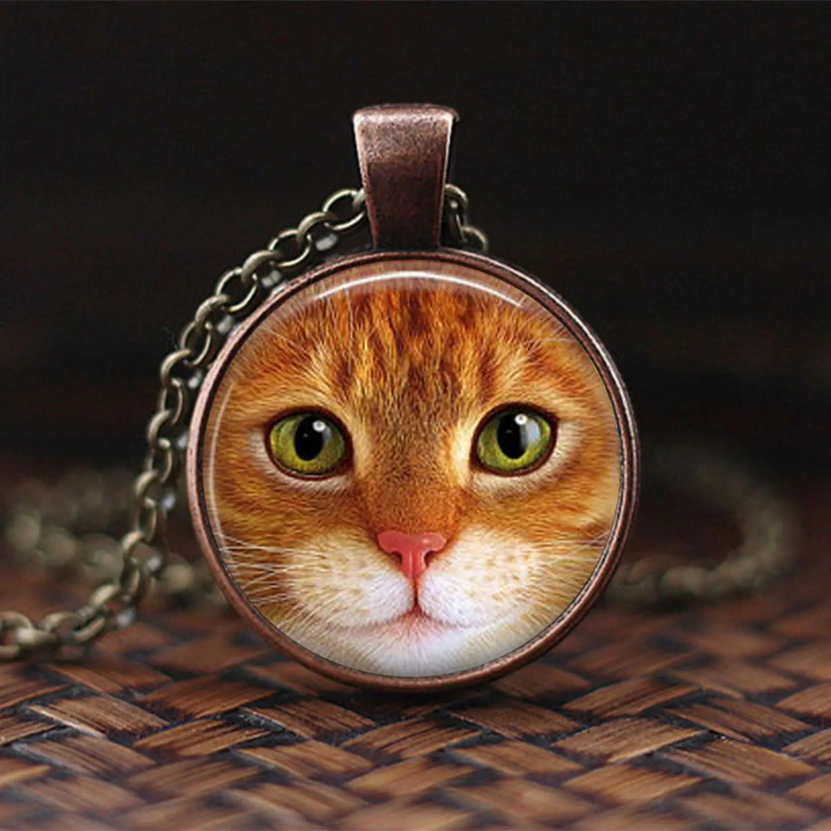 2019 Новая Мода Оранжевый кот ожерелье подвеска животное ювелирные изделия Кот