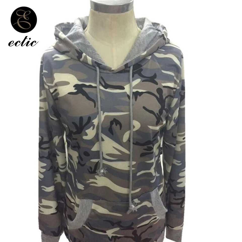 Камуфляж Свитшот Спортивная Кофта Женщина Худи Зимнее Длинная Линия Лоскутный
