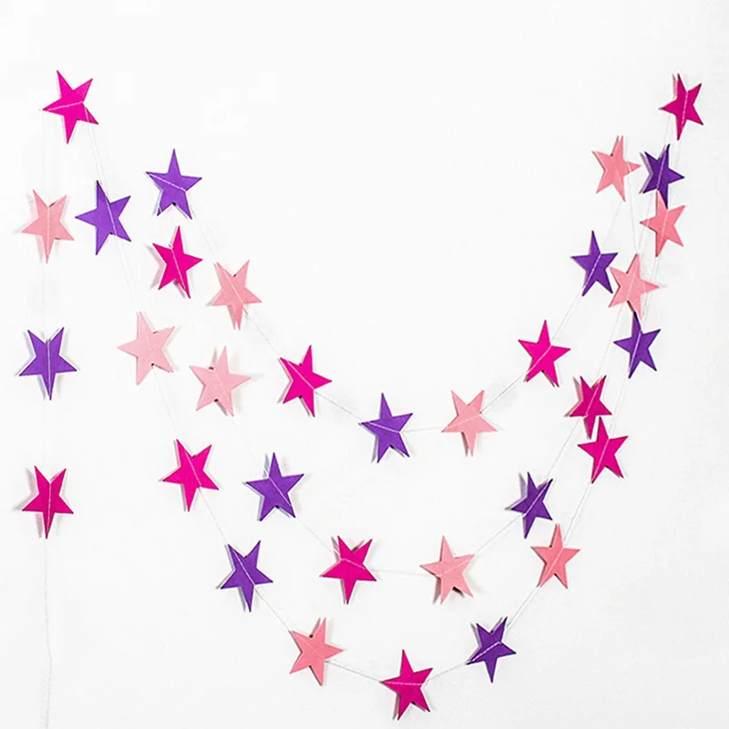pink star С Днем Рождения Бумаги Баннер розовое золото кисточкой гирлянды вечерние украшения для взрослых детей ребенка первый мальчик девочка конфетти шар поставки - Цвет: pink star