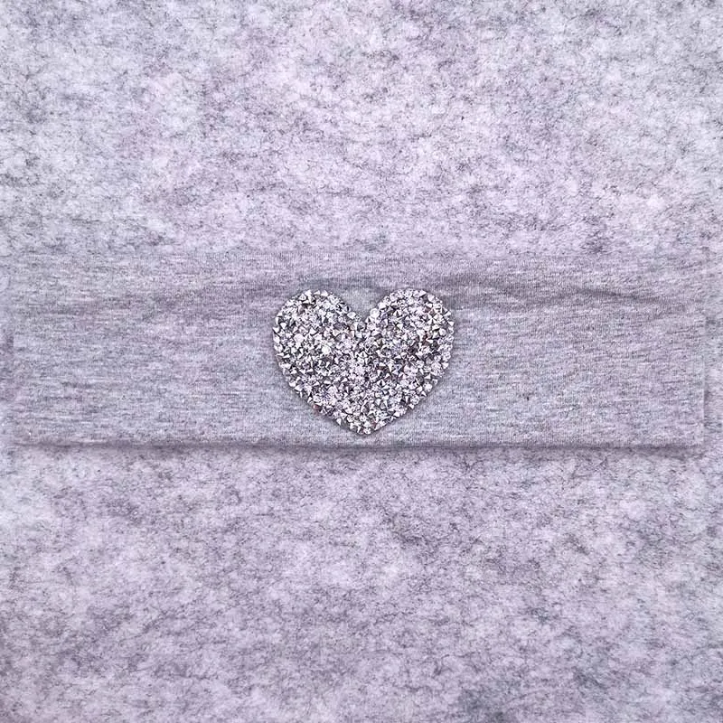 light gray Y GZhilovingL для маленьких девочек Стразы в форме сердца повязка на голову из хлопка лето мягкий стрейч-головной убор Девочки Дети Детские повязки для волос аксессуары - Цвет: light gray Y