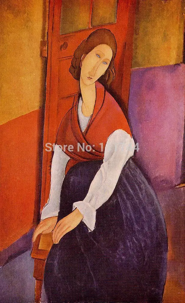 Jeanne Hebuterne (aka в передней части двери) Amedeo Modigliani современное искусство абстрактная