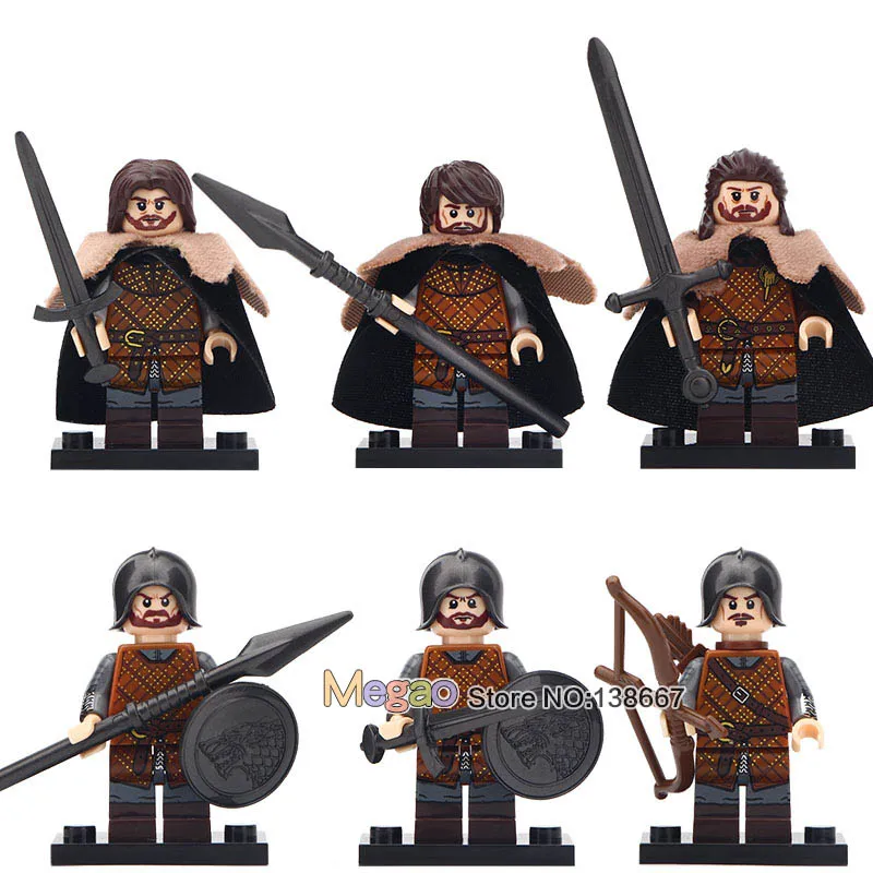 6PCS Игра престолов 1 Набор белых ходунков военные мертвые армейские Рыцари король армейские войски гондоры солдатики строительные блоки игрушки для детей - Цвет: 6PCS
