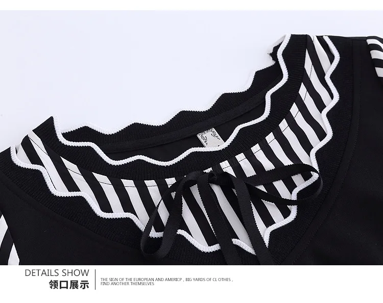 Летнее модное милое платье трапециевидной формы в полоску элегантное стиле