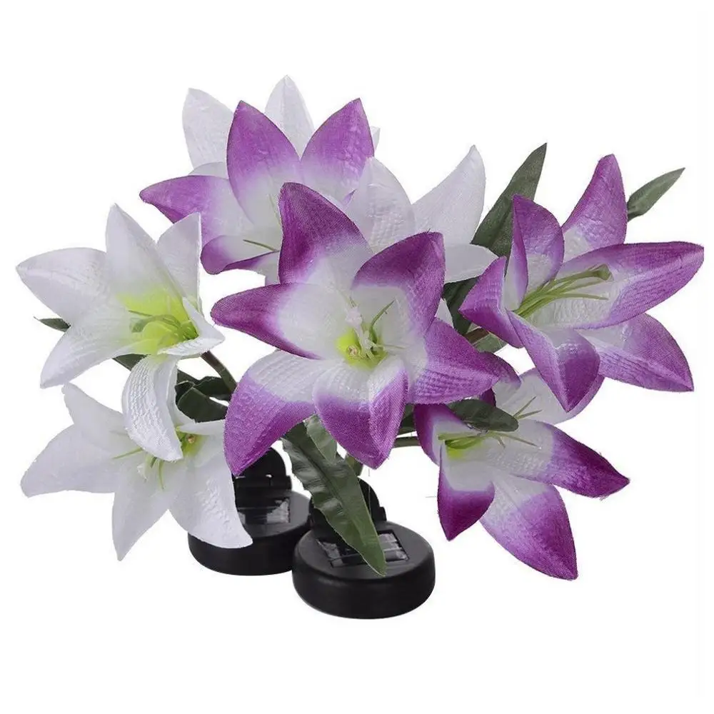 Солнечный цветок Лилия уличный светильник градиент цветов 4Led наземный садовый